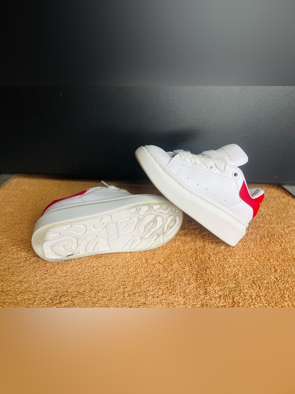 Alexander McQueen Molly Kids Red /White Leather Oversized Sneaker Toddler Sz 11